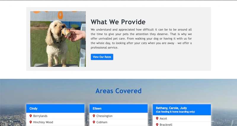 Dog Walking Website Screenshot