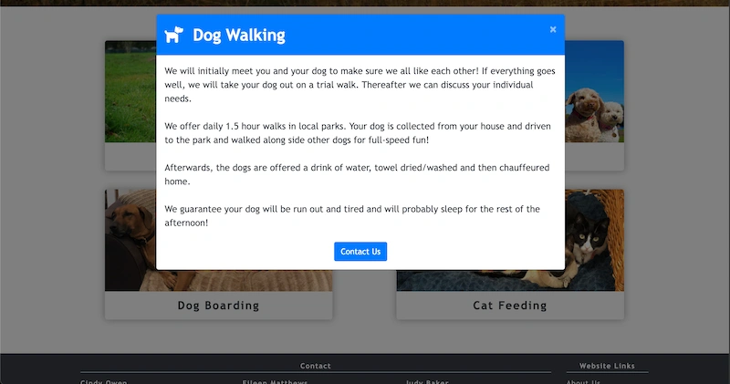 Dog Walking Website Screenshot