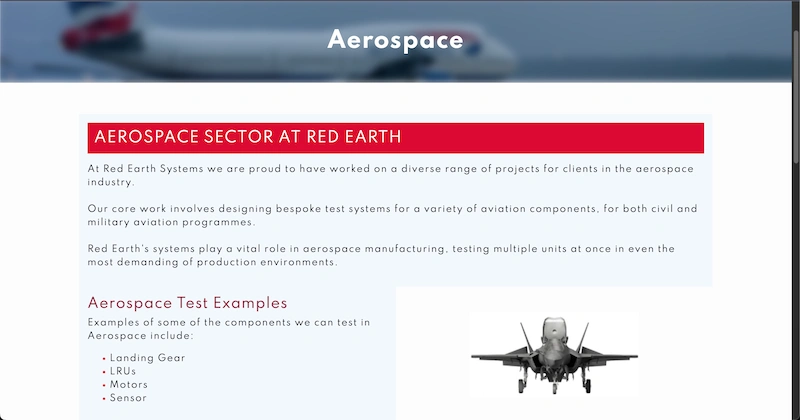 Red Earth Systems Website Screenshot
