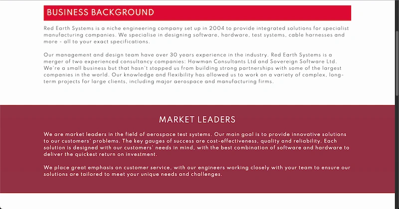 Red Earth Systems Website Screenshot