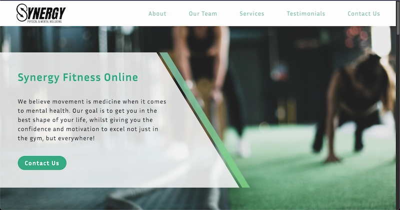 Synergy Fitness Website Screenshot