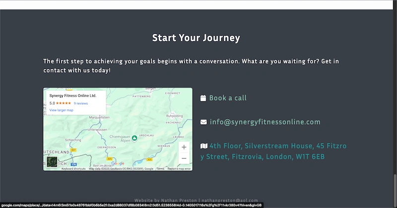 Synergy Fitness Website Screenshot